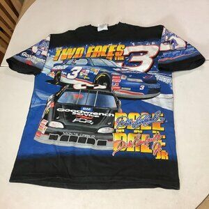 Nascar Two Faces of 3 Dale Earnhardt & Dale Earnhardt JR T-Shirt Sz XL All Over